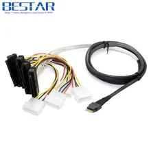 0.5 м 1.5FT Slim Line SAS 4.0 SFF-8654 4i 38pin хоста до 4 SFF-8482 SAS 29pin целевого жесткого диска разветвления RAID Кабельный разъем 50 см