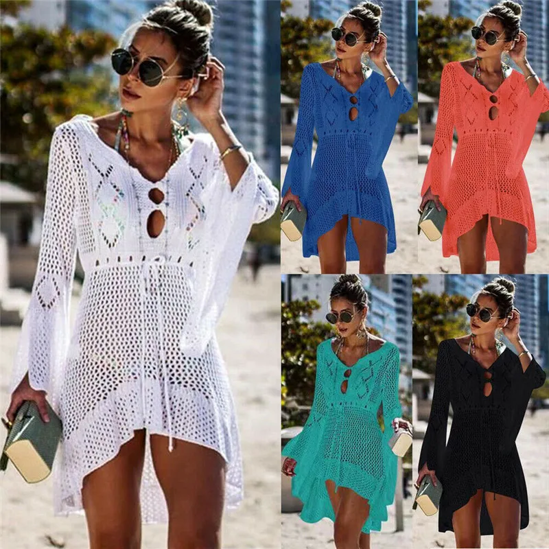 

Fashion Casual Loose Solid Women Beachwear Swimwear Bikini Beach Wear Cover Up Ladies Summer Dress Summer Clothes