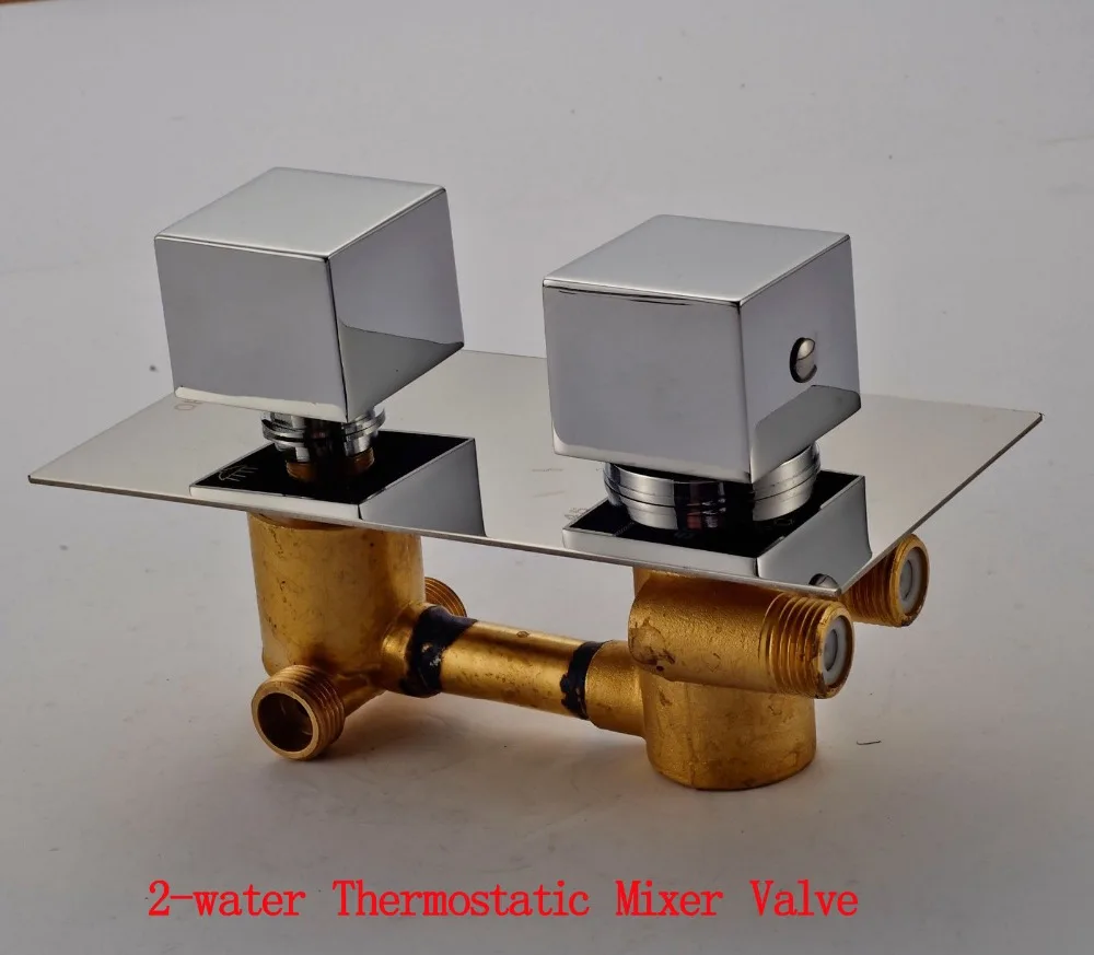 Bathroom Two way Shower Diverter Thermostatic Mixer Valve Chrome Finish