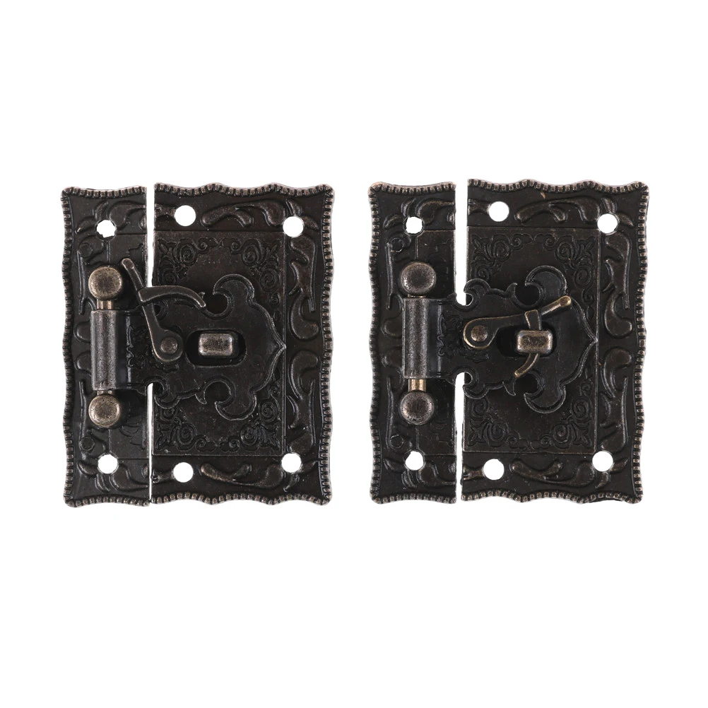 2Pcs/set 43mm*51mm Antique Style Hardware Bronze Tone Metal Rectangle Latch