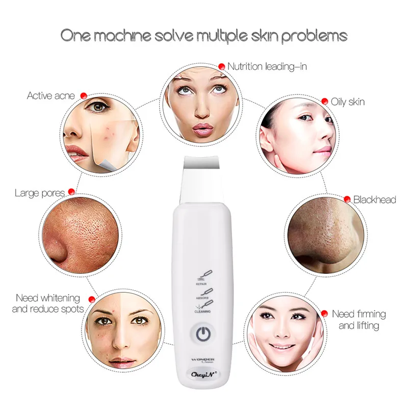 Cuidados com a Pele Ultra-sônica do Purificador da Pele Limpador + Mini Ckeyin Ferramentas Facial Limpeza Profunda Navio Nano Pulverizador Beleza Dispositivo 47 14 Beleza e saúde
