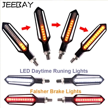 

JEEBAY 4 Pcs Led Motorcycle Turn Signal Light DRL Flowing Turn Signal Flasher Blinker Indicator Lights Brake Light Motorcycle