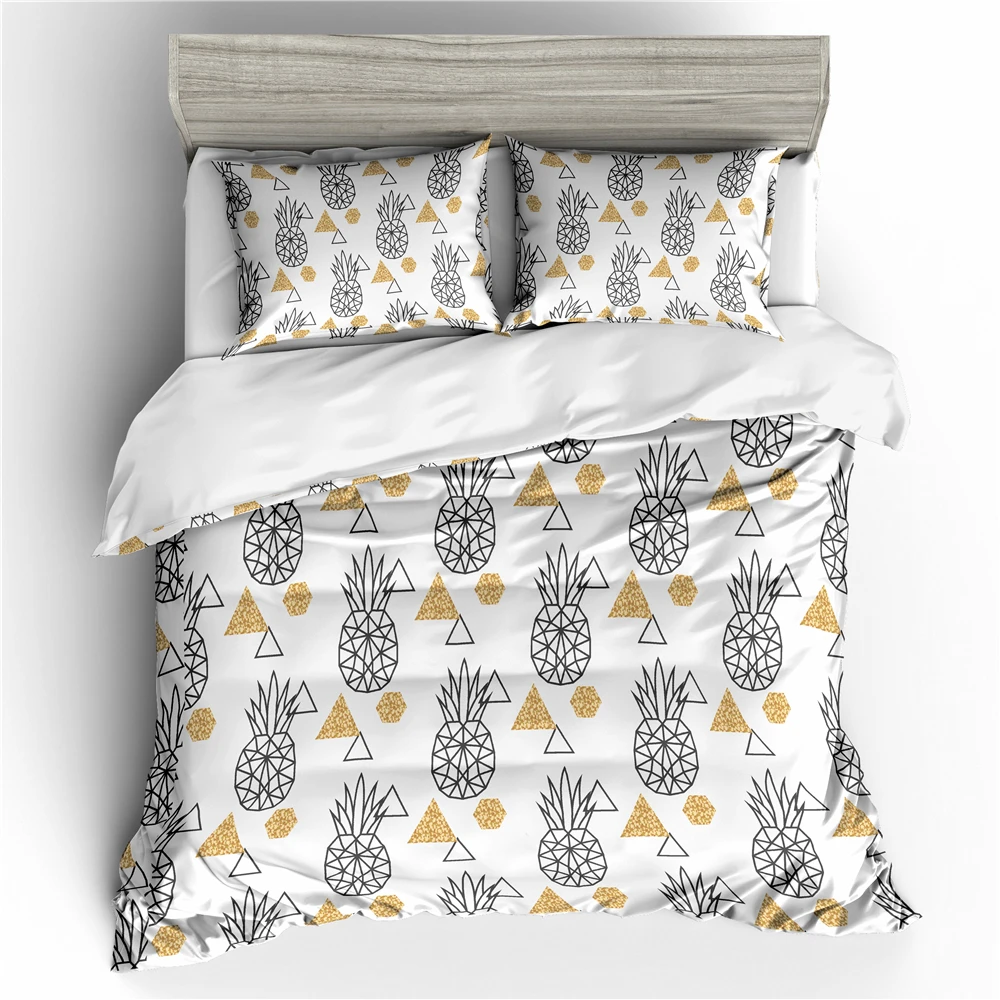 Pineapple Bedding Geometric Duvet Cover Set Pineapple Printed
