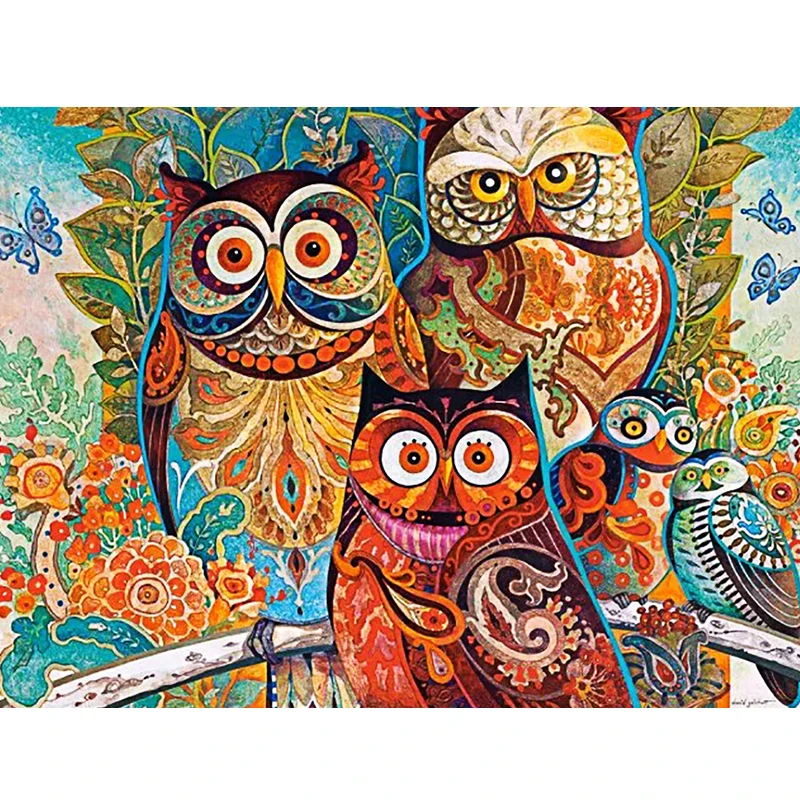 

DIY 5D diamond embroidery circle Owl diamond painting rhinestone crystal painting home decoration