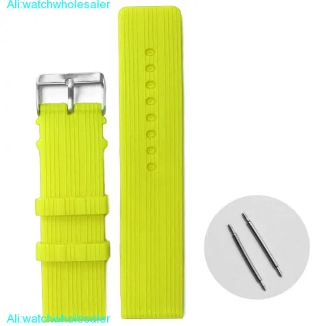 24mm Neon Yellow Silicone Jelly Rubber Ladies Men Watch Band Straps WB1071L24JB