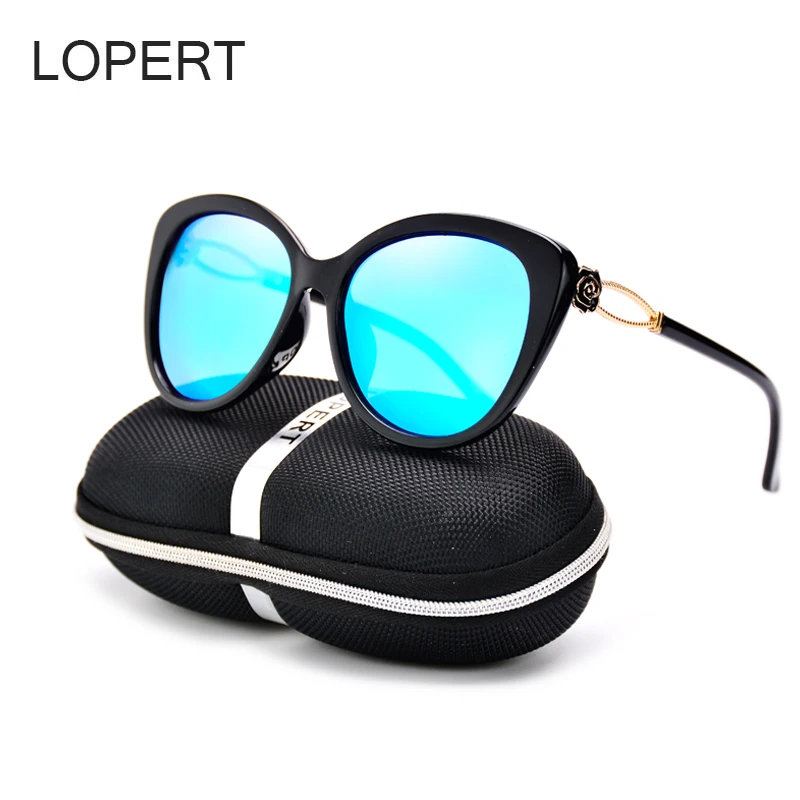 LOPERT Polarized High Quality Vintage Cat Eye font b Sunglasses b font Women Unique Oversize Shield