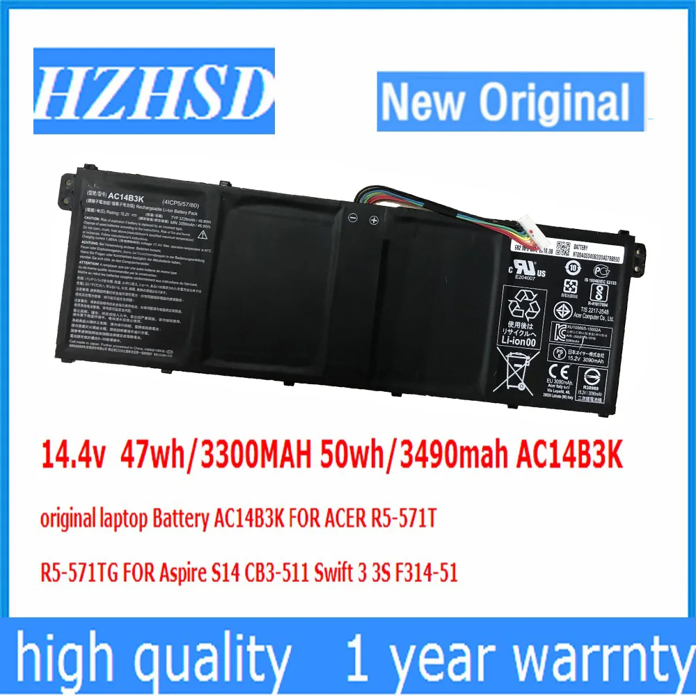 14.4v/15.2v 47wh/3300MAH 50wh/3490mah AC14B3K original laptop Battery ...