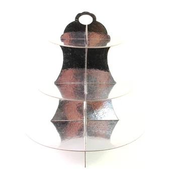 

Sliver Cardboard Cake Holder Happy Birthday Party Glittering Wedding Cupcake Stand Supplies Decoration Favor