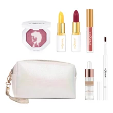 7 шт. Жидкий бальзам для губ матовые помады highlighter пудра с косметическим мешком Набор для макияжа