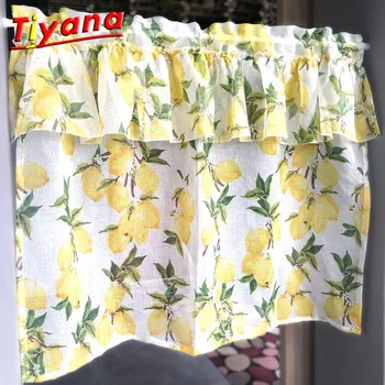 

1PC W100*H55CM Short Curtains For Kitchen Customizable Lemon Pinted Curtains for Kidsroom Kitchen Accessories WP166#30