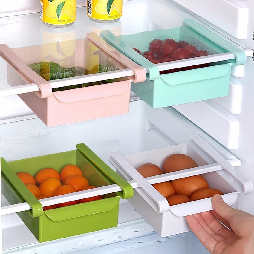 

Kitchen Refrigerator Storage Box Food Container Fresh Spacer Layer Storage Rack Pull-out Drawer Fresh Space-saving Organizer