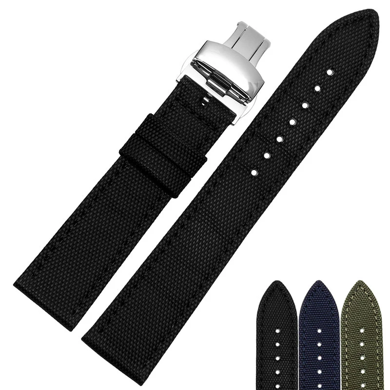 

HOT Selling High quality New Arrival Canvas Genuine leather inner Watchband Canvas Two Parts Watch Strap 18mm 20mm 22mm 24mm