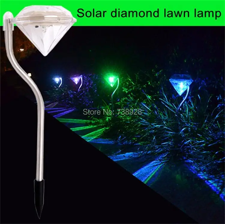 Caminho ao ar Livre à Prova de Chuva Luz do Jardim Novo Colorido Solar Gramado Lâmpada Sombra Diamante Villa Iluminação Mudando Cor Lâmpadas Solares Led 10 gramado lâmpada sombra diamante villa iluminação caminho