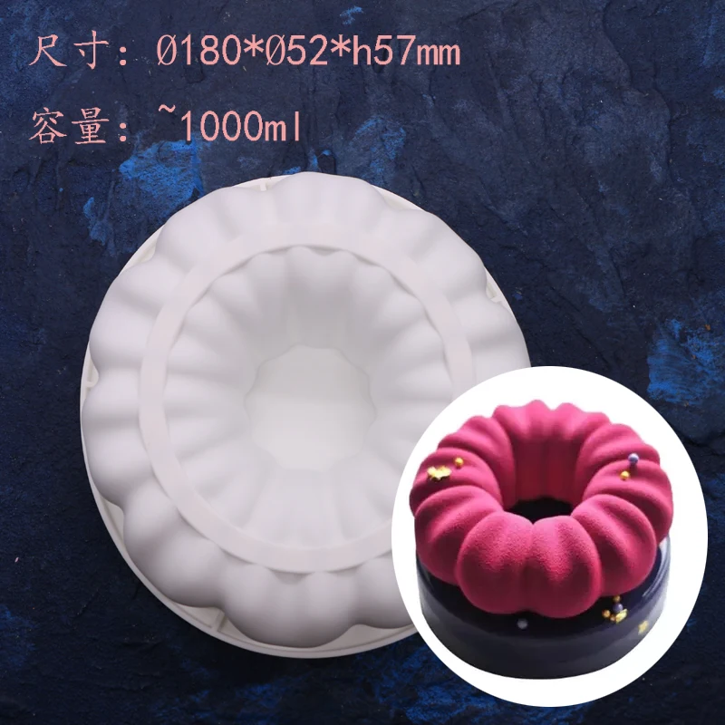 Fabsolem white food silicone High quality ring petals cake mould cheece