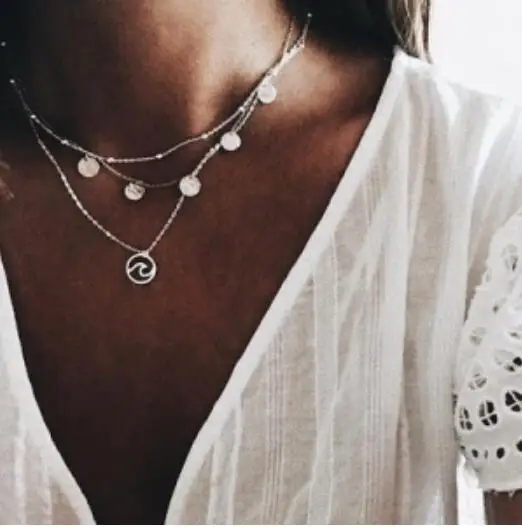 

x 431 Multi-layer irregular wafer pendant combination necklace Europe and America hot 2019 new jewelry accessories factory direc
