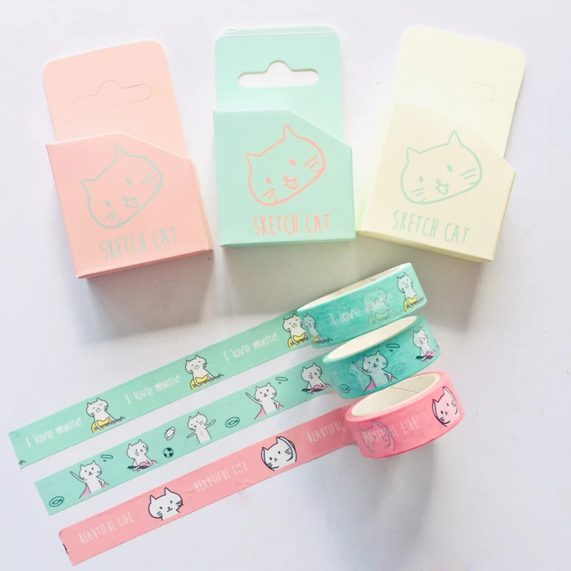 

15mm x 5m Cute Meow Cat Washi Masking Tape Album Scrapbooking Decor Stick Label Hand Account