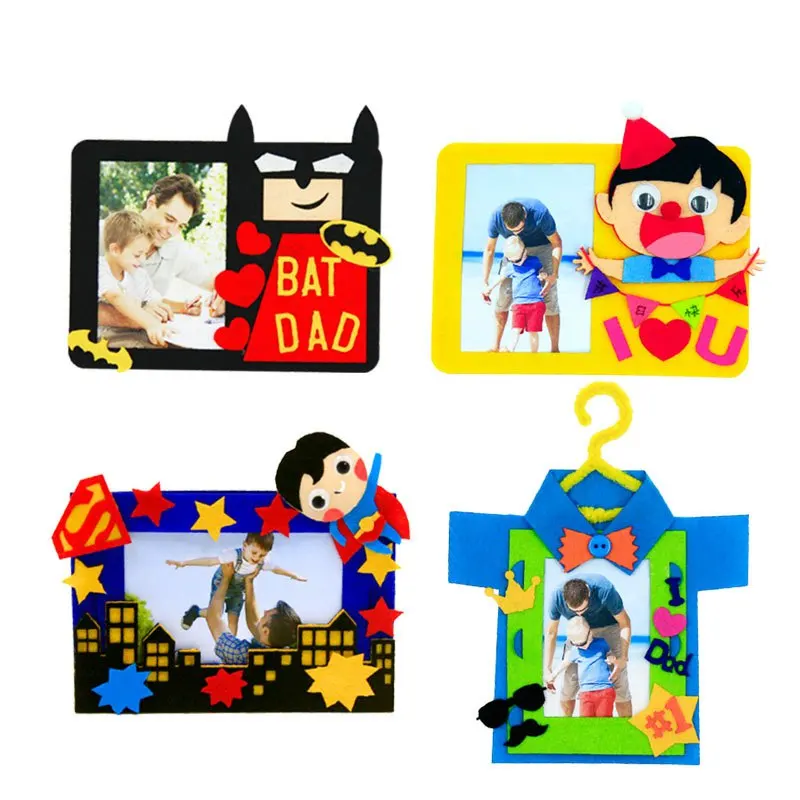 

Photo Frame Make Of Felt 4 Designs Felt Material DIY Package Sewing Art Craft Needlework Felt Applique Ornament Kit For Children