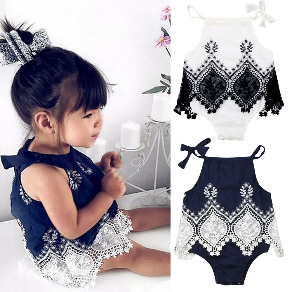 

Cute Newborn Infant Baby Girl Rompers Summer Sleeveless Flower Lace Ruffles Jumpsuit Sunsuit Baby Girl Costumes Clothes Playsuit