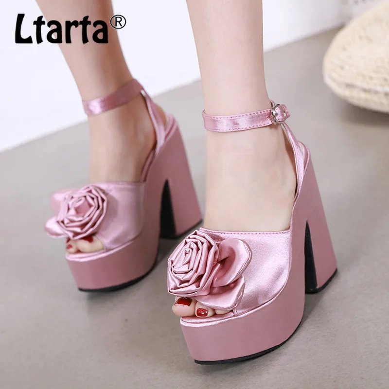 

LTARTA 14CM HEEL 5CM Platfrom High Heel Sandals Womens Shoes Wedge Sandals Block Heel Shoes Platform Sandals JXQ-P40