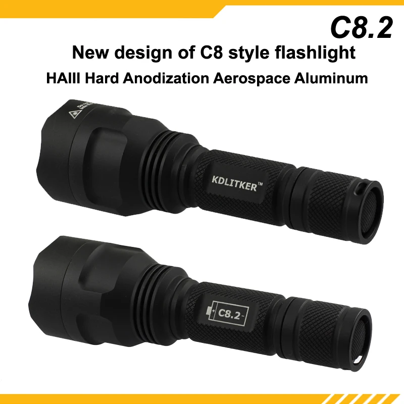 Kdlitker C8.2 C8 Cree XHP35 совмещенный дальний/белый/нейтральный белый/теплый белый 2000 люмен 5-режим светодиодный фонарик-черный(1x18650