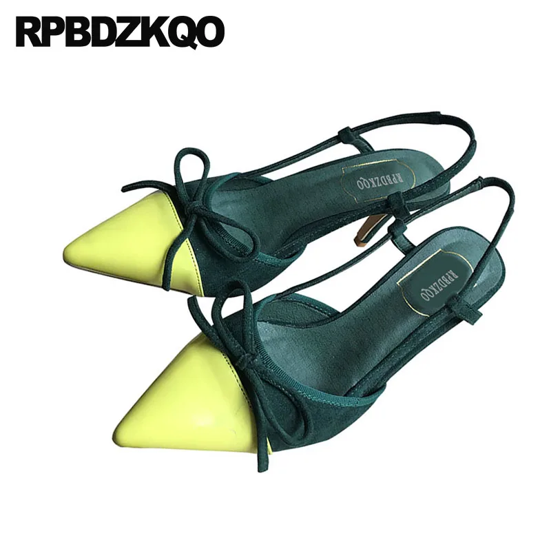 9cm Multicolore Pointu Mince Vin Marque Talons Red Tendance wine Nœud Pompes Chaussures Rouge green Hauts Brown 33 En Daim Sangle D'orteil brown Taille Slingback 7cm 9cm Du Femmes 7cm Sandales U6wYAqB