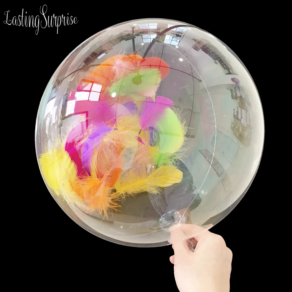 Transparent Bubble Balloons Wedding Birthday Feathers Sticker Feather Party Decor DIY Gifts Super Clear Helium Bobo Globos