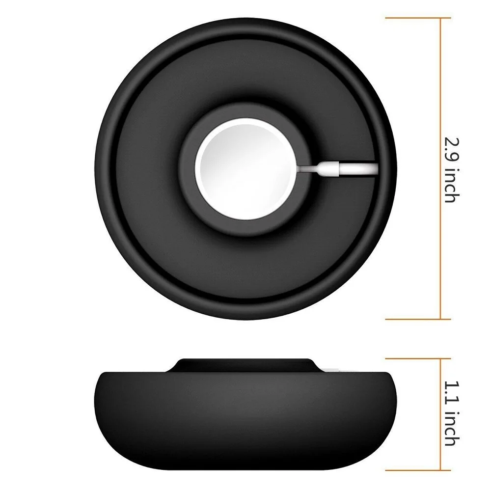 Док-станция для зарядки док-станции держатель и органайзер кабелей, силиконовые Зарядное устройство Подставка Поддержка держатель для Apple Watch серии 3/2/1,38 мм/42 мм - Цвет: black