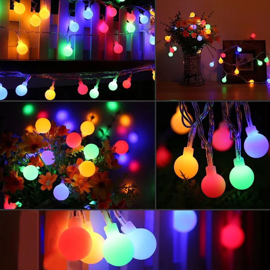 BEIAIDI 2M 5M 10M LED String Fairy Lights with Cherry Balls LED Globe Waterproof Starry Light for Garden Christmas Wedding Party BEIAIDI 2M 5M 10M LED String Fairy Lights with Cherry Balls LED Globe Waterproof Starry Light for Garden Christmas Wedding Party