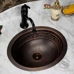 Все медный умывальник художественный сценический Ретро ручной круговой раковины для ванной W21