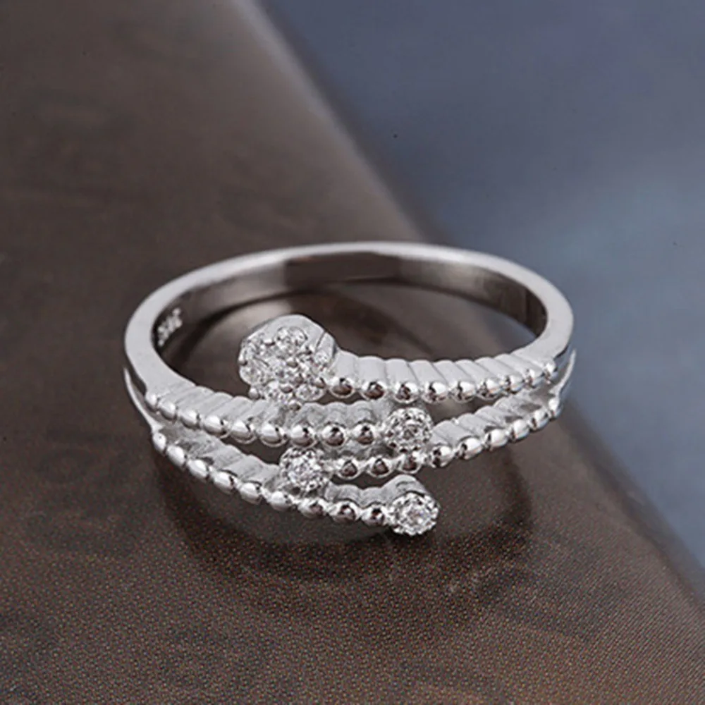 925 sterling Silver Jewelry personality Ring Zirconium Open Design Ring