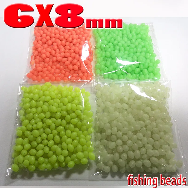 LURE floating float tackles oval soft fishing beads 4 colors size:6mm