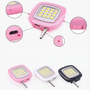 

16pcs LED Mini Flash Fill Light Bright LED Video Light Lamp Suitable For Mobile Phone Selfie Brightness Photography Lamp 3.5mm