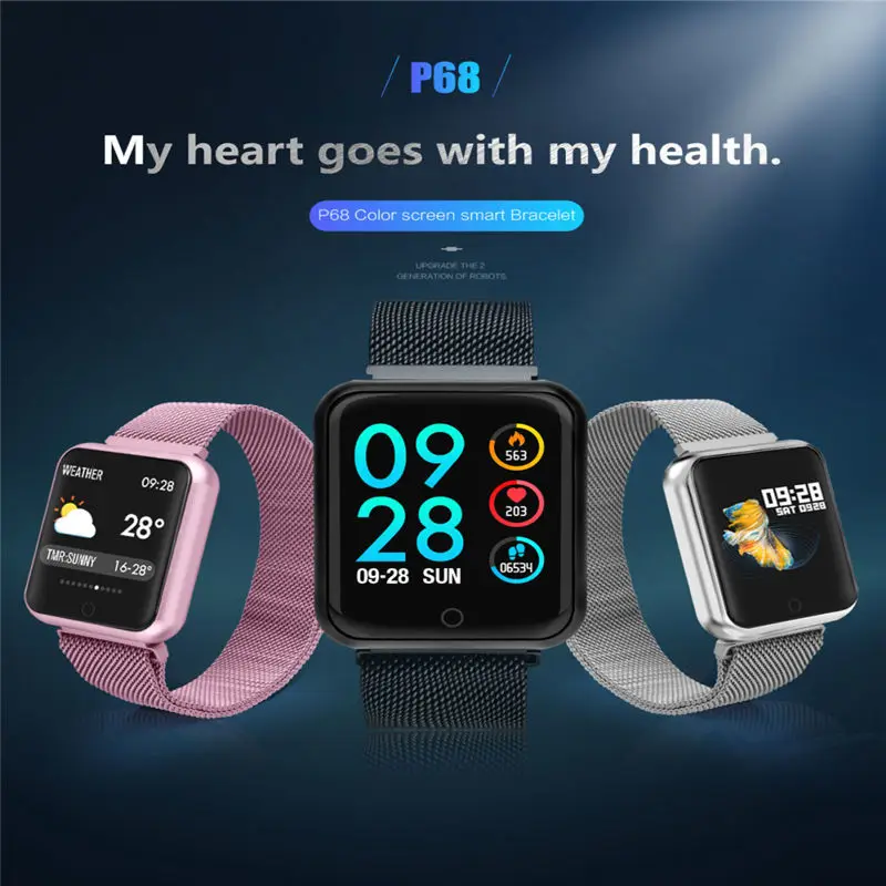 

Sport IP68 Smart Watch P68 fitness bracelet activity tracker heart rate monitor blood pressure for ios Android for apple iPhone