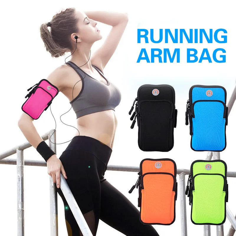 

Unisex Running Arm Bag Pockets Sports Mobile Phone Cards Keys Run Armband Bags Gym Workout Riding Cycling Case Fitness Pouch