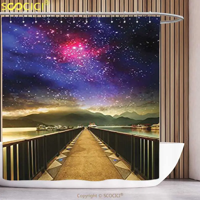 A05 Funky занавеска для душа Galaxy Sunrise вид на планету Земля из космоса со звездами в Млечном Пути космическое искусство печать черный - Цвет: A05