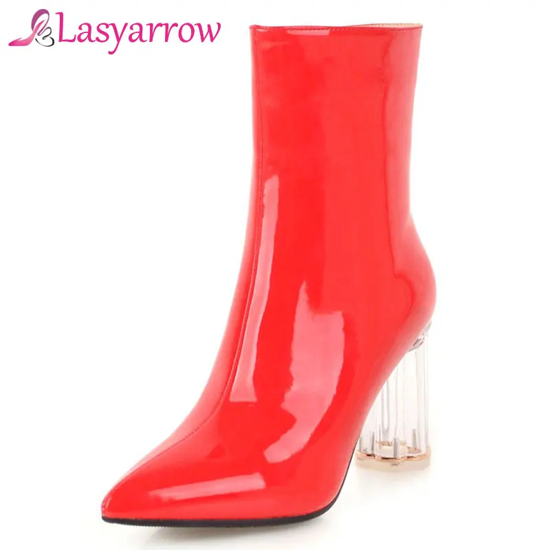 red leather womens boots