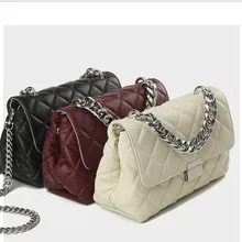 Модная сумка-мессенджер из натуральной кожи на цепочке, брендовая Дизайнерская Женская мини-сумка-клатч с ромбовидным принтом, зимняя сумка, сумка через плечо