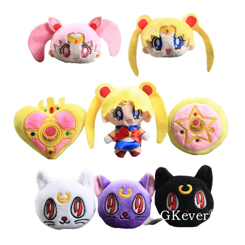 

Sailor Moon 8 Pcs/Set Plush Pendant with Keychain Anime Cute Mini Soft Dolls Girls Gift