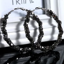 Bamos винтажные крупные черные серьги в виде колец, для Для женщин панковские массивные серьги 5/6 см круглые серьги Модные украшения