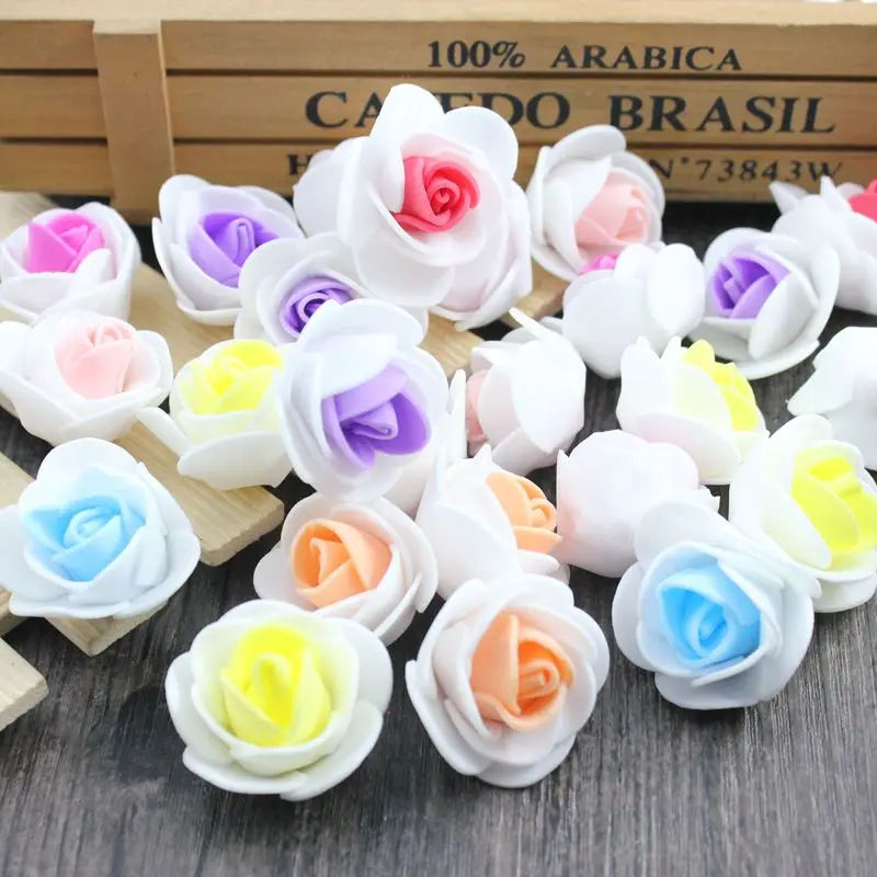 100pcs PE Foam fake flower roses head artificial flowers cheap wedding