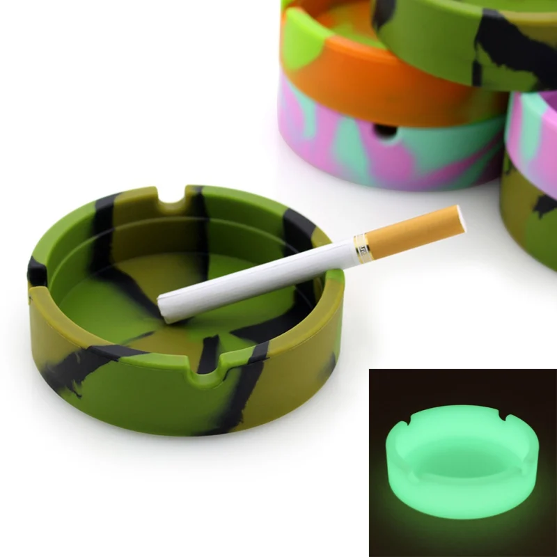 

Luminous Ashtray Portable Rubber Silicone Soft Eco-Friendly Round Ashtray Ash Tray Holder Cigarette Cup Smoke Ash Holder