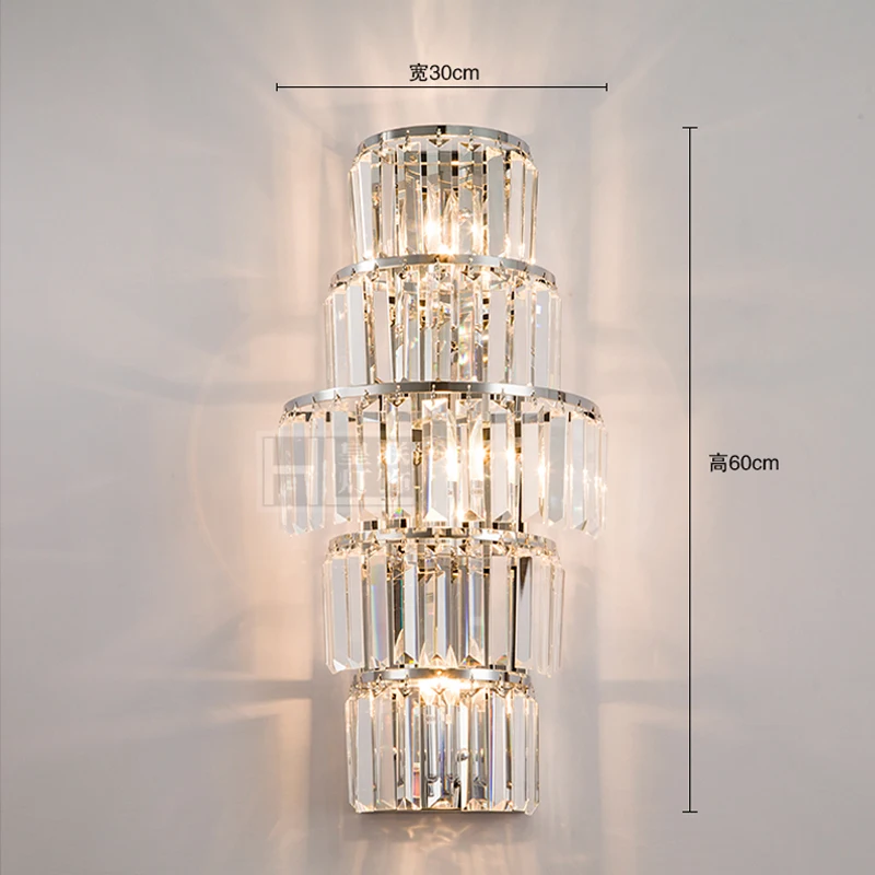 Lâmpadas de Parede de Cristal Barra de Cristal Lâmpada de Parede de Metal Luz de Parede Iluminação Interior Longo Arandela Hall Grande Led Projeto Personalizado 1 Cheap Luminárias de parede