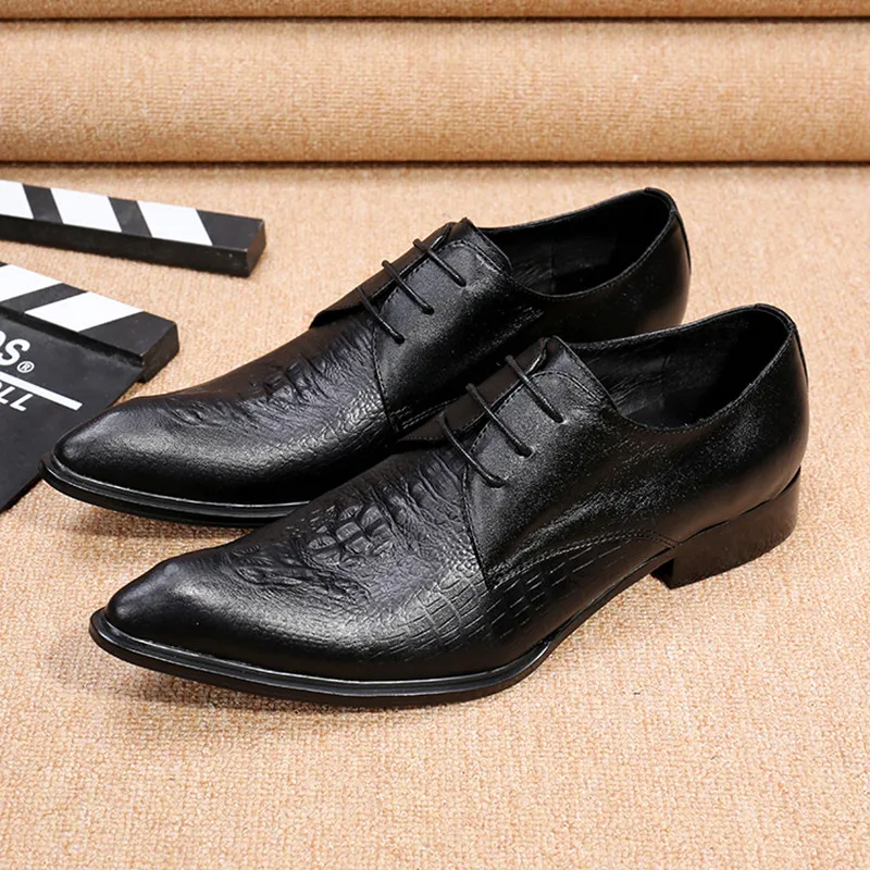 Christia Bella Brand Vintage Men Oxford Shoes Genuine Leather Black Men Shoes Business Men Dress Shoes Formal Wedding Shoes