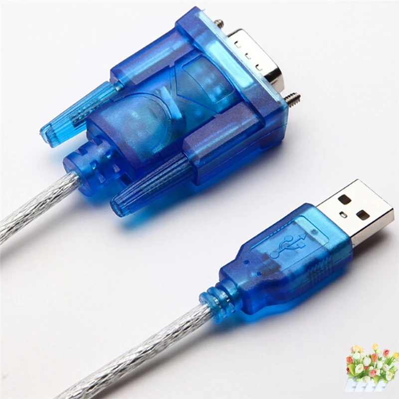 Синий переходник с USB на последовательный порт RS232 9 контактным кабелем
