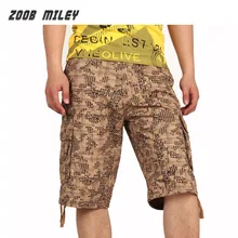 Новые летние мужские Хлопковые Бриджи с низкой талией Мульти карманы на молнии камуфляж военный дизайн Свободные Комбинезоны упражнения для брюк
