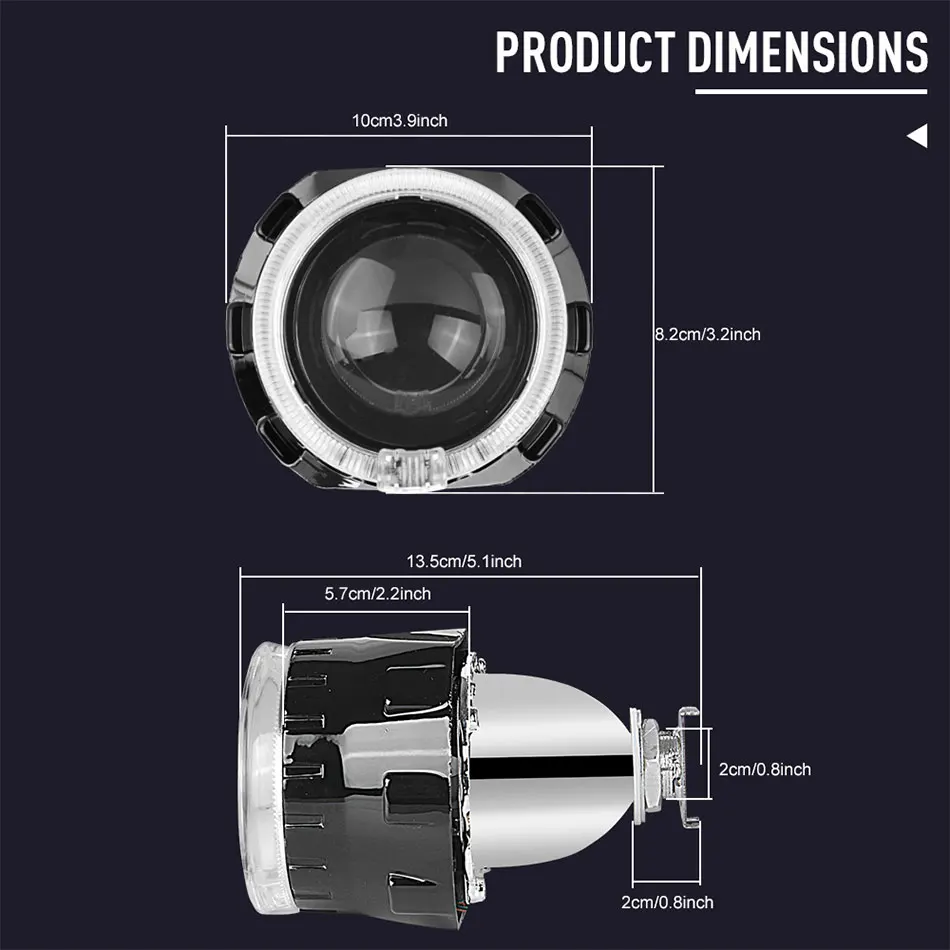 RACBOX 2 шт. Черный кожух 2,5 дюймов универсальный би ксенон HID объектив проектора с белым Красный Синий Желтый ангельские глазки кольцо для H4 H7 автомобиля