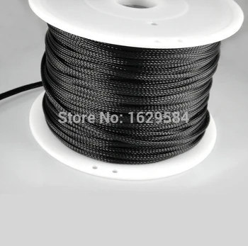 

100M NEW 6mm Expandable black Braided High dense pet Sleeving For Cable