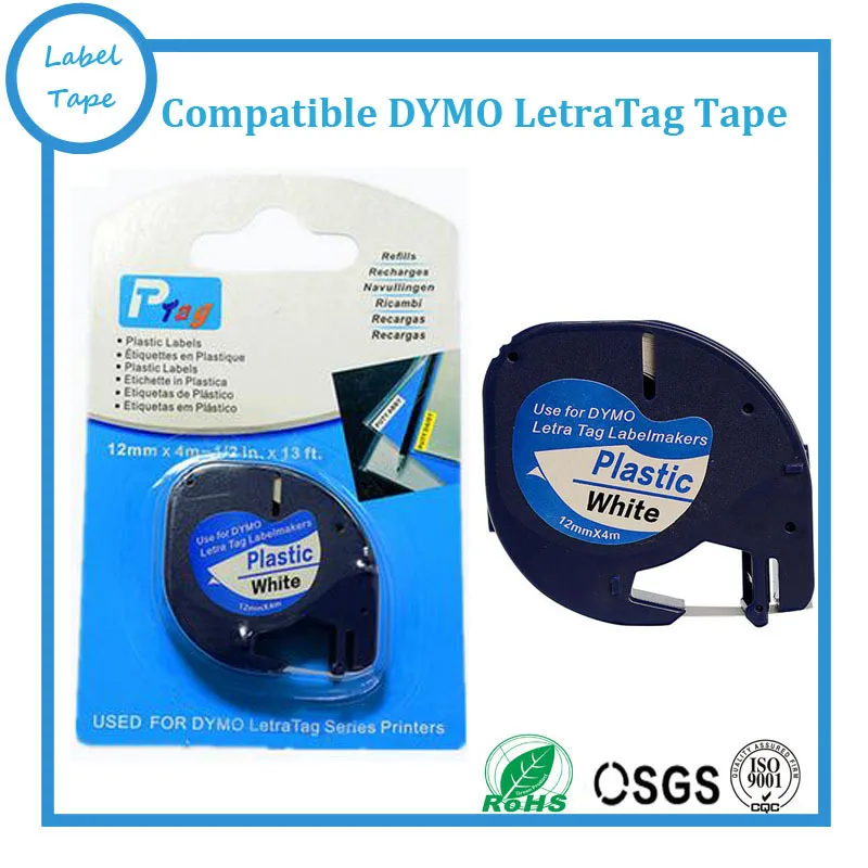 dymo LetraTAG 91201 white plastic tape DYMO LT91201 Ribbon 12MM 4M