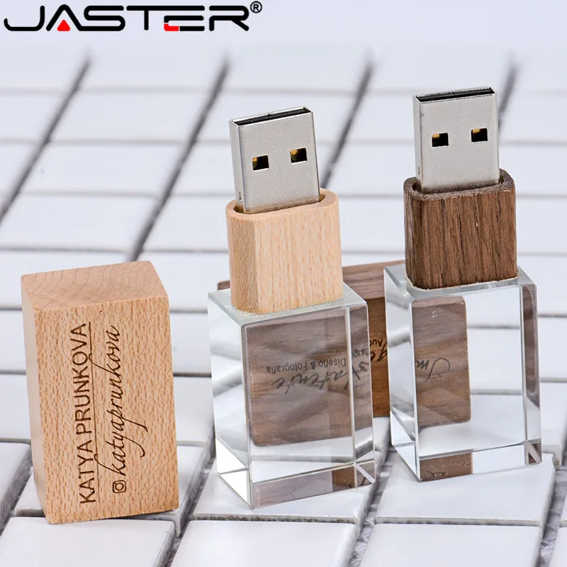 JASTER 10 PCS FREE LOGO Stylish wooden crystal creative USB flash drive 4GB 8GB 16GB 32GB 64GB Photography Memory storage U disk