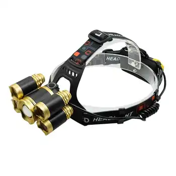 

1*XM-L T6 + 4*Q5 Led Headlamp USB Rechargeable Running Headlight Zoomable 5 LEDs Head Lamp Torch 4 Modes Flashlight